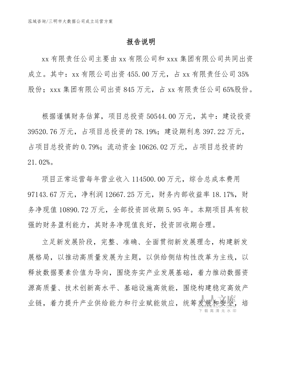 三明市大数据公司成立运营方案(模板参考)_第2页