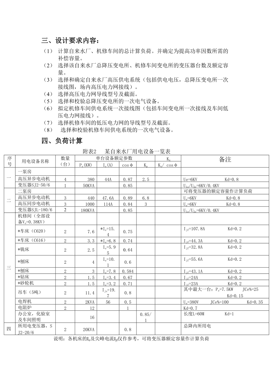 自來水廠供電系統(tǒng)工廠供電課程設(shè)計_第4頁