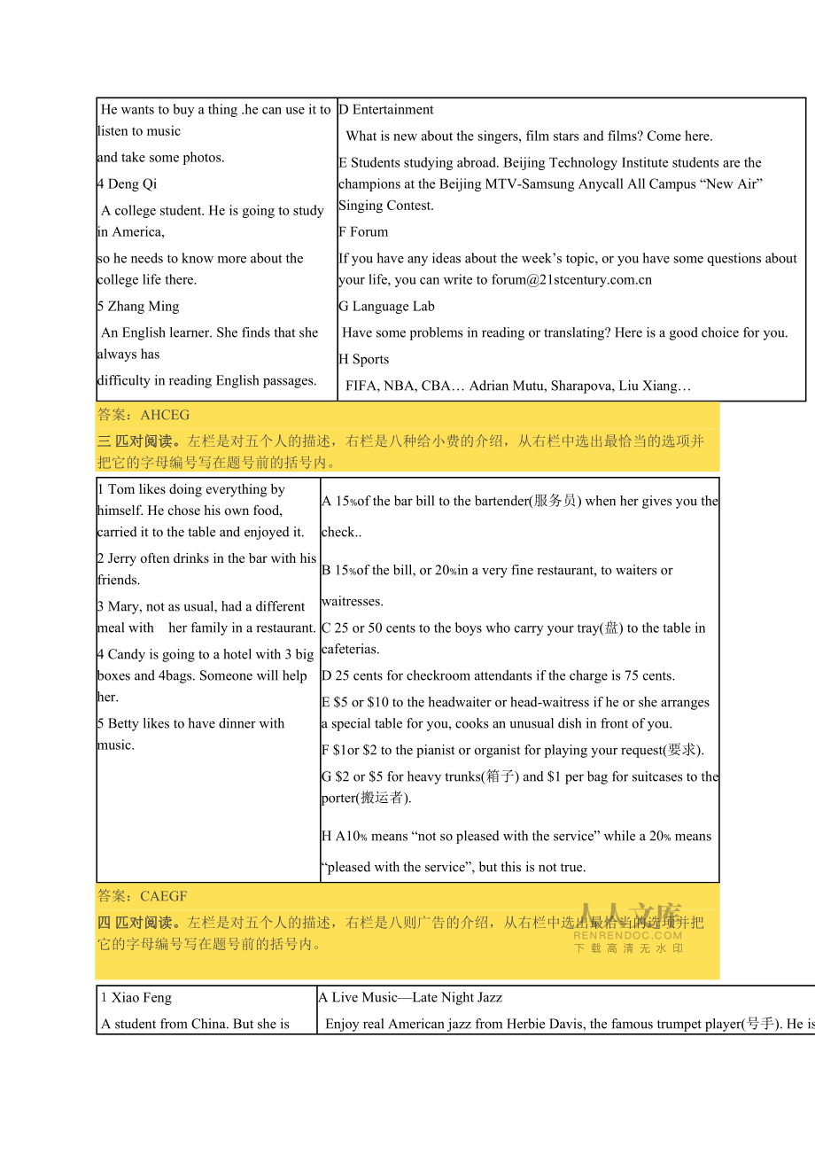 八年級英語配對閱讀12篇含答案_第2頁