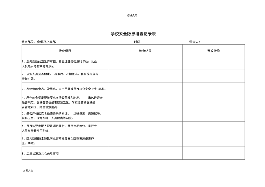 學校安全系統(tǒng)隱患排查記錄簿表_第4頁