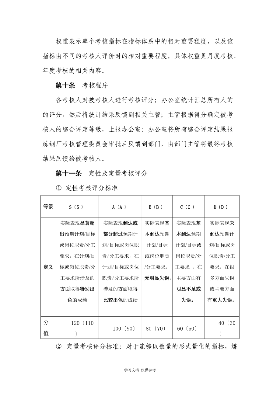 唐山XX钢铁有限公司炼钢厂绩效考核制度_第5页