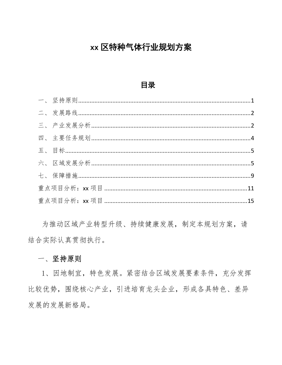 xx区特种气体行业规划方案(意见稿)_第1页