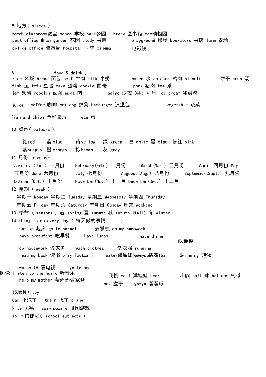 外研版小学英语五年级上册复习_第3页