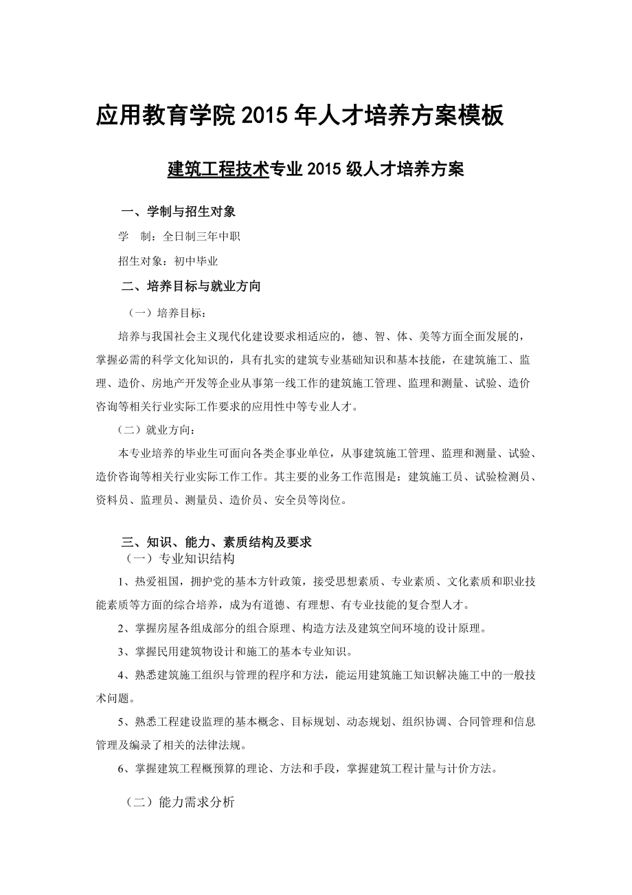 汽车电子技术专业教学计划_第1页
