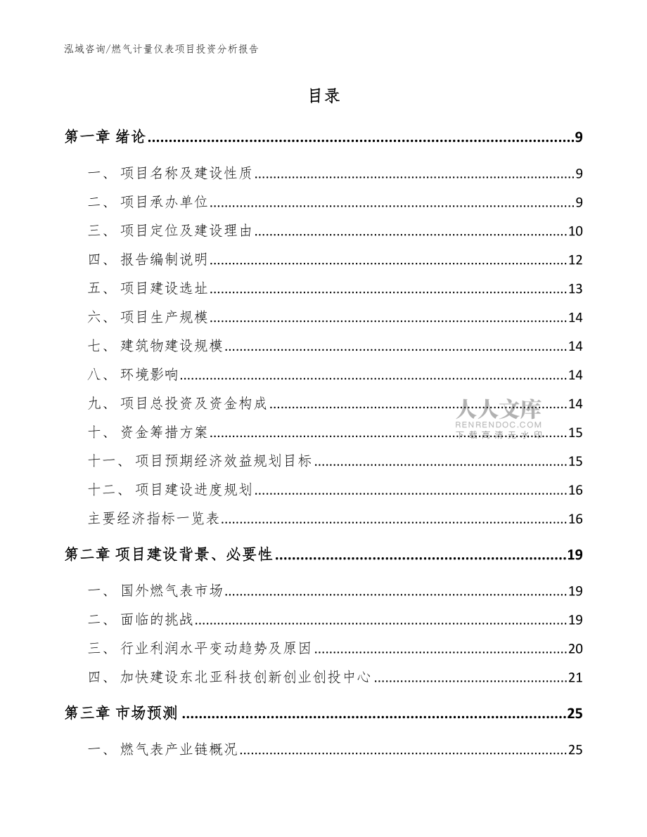 燃氣計量儀表項目投資分析報告(模板范文)_第2頁