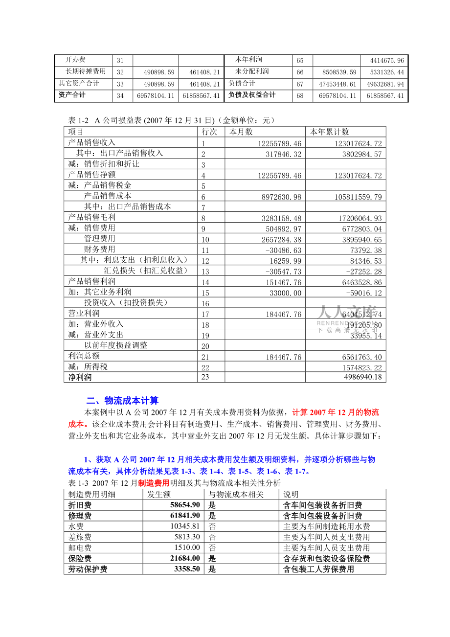 物流成本计算案例_第2页