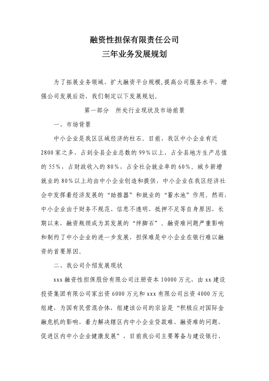 担保公司2015年业务发展规划_第1页