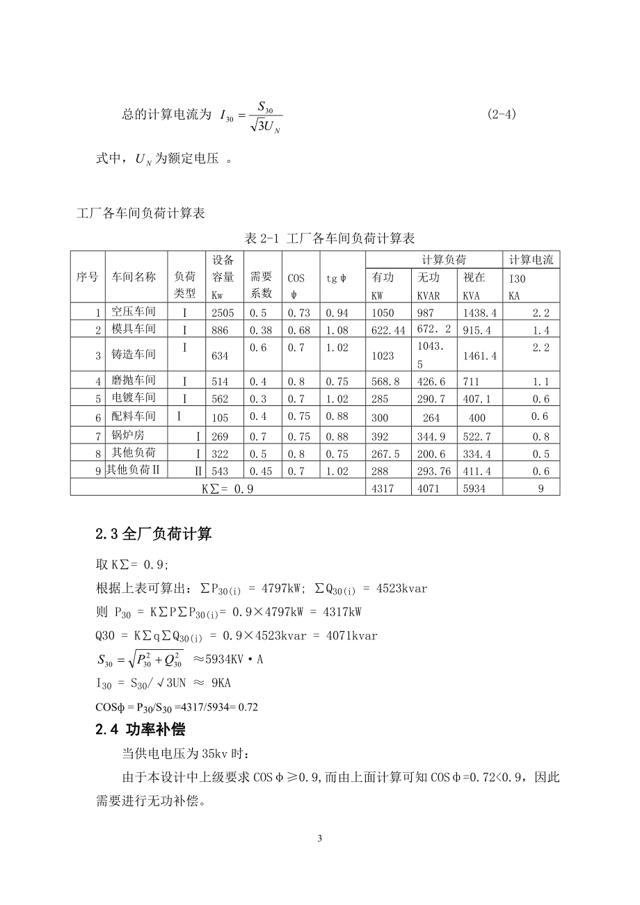 某通用机器厂总降压变电所及高压配电系统设计._第5页