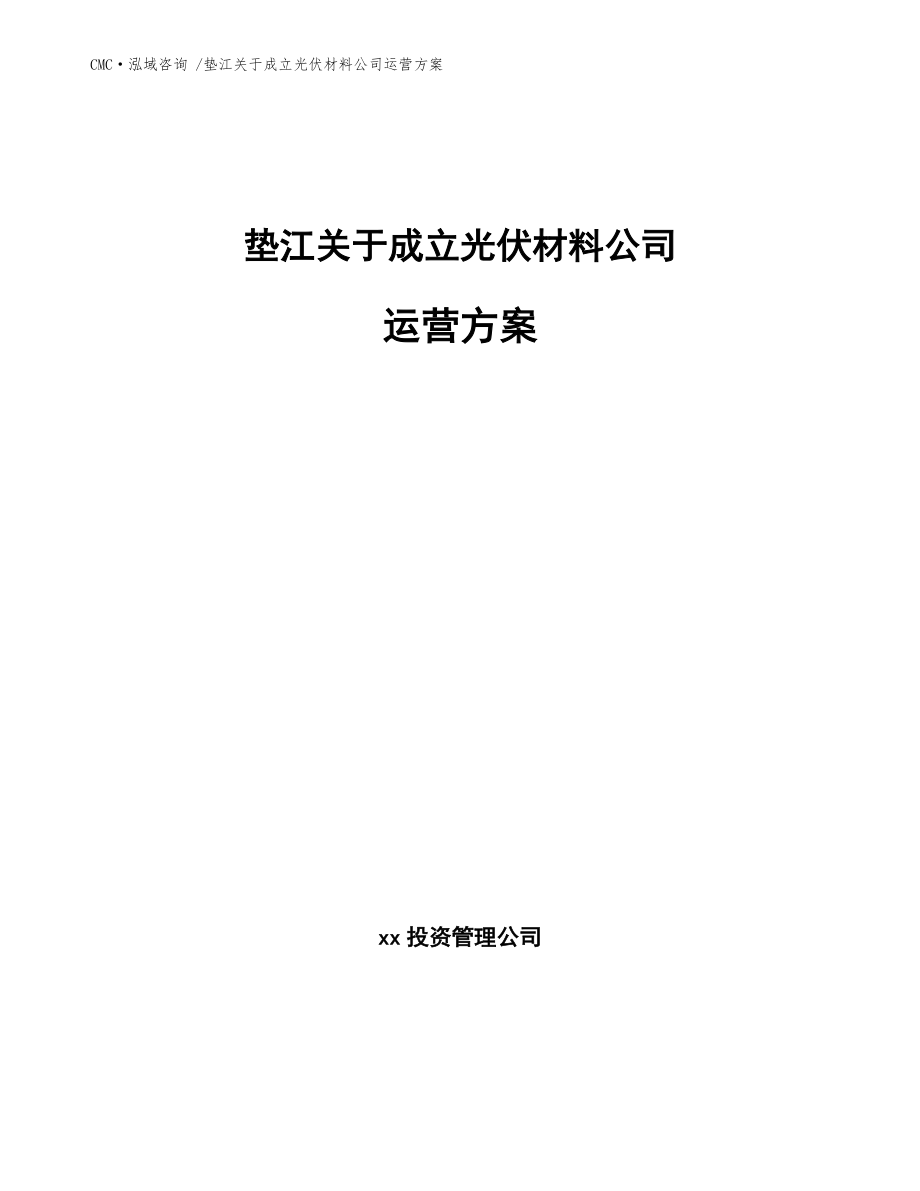 垫江关于成立光伏材料公司运营方案-（模板参考）_第1页